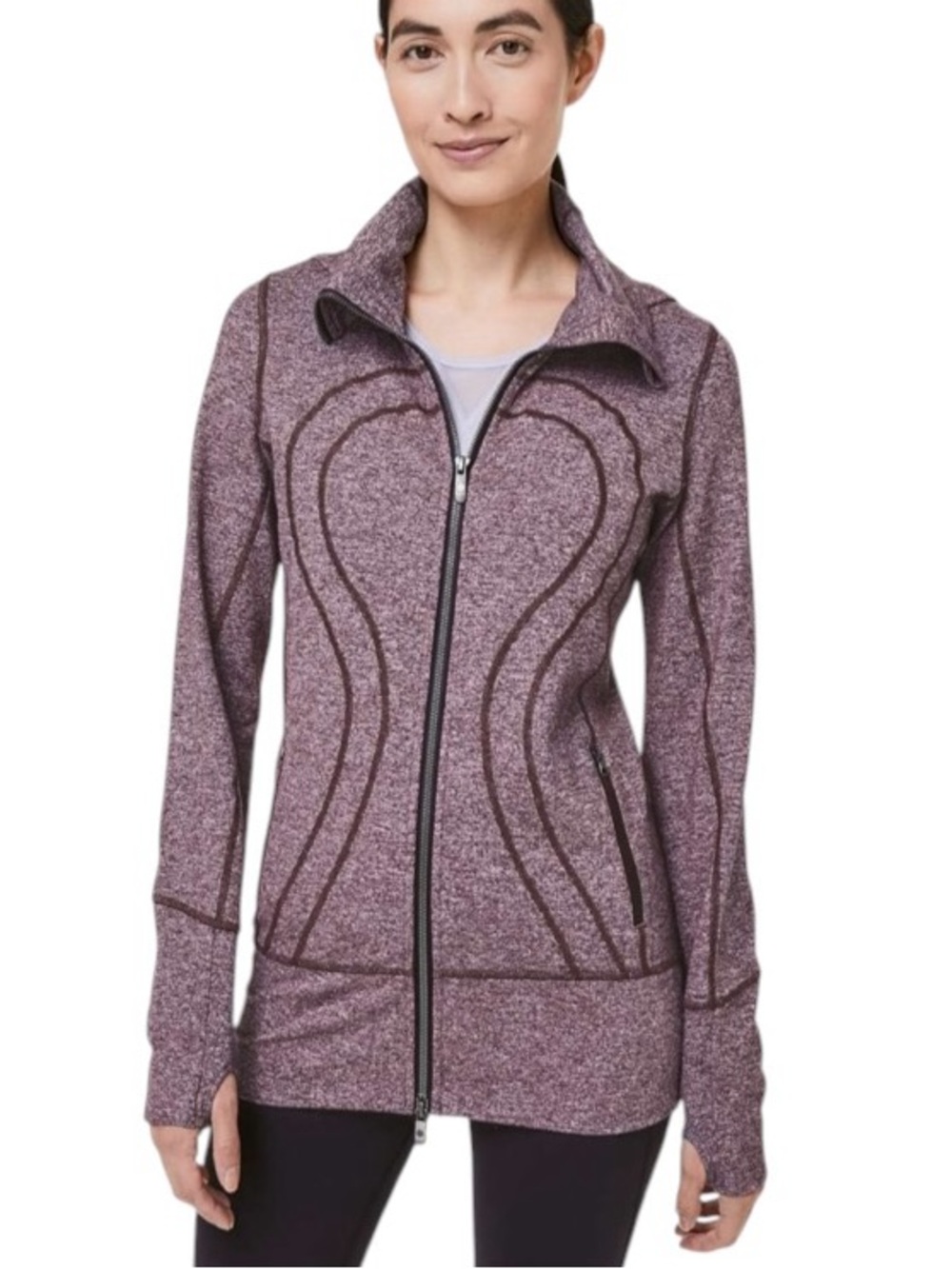 Lululemon Stride Hooded Jacket II Heathered Black Cherry Size 10